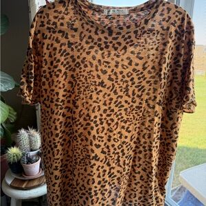 We The Free Animal Print Short Sleeve Tee - Tan and Black